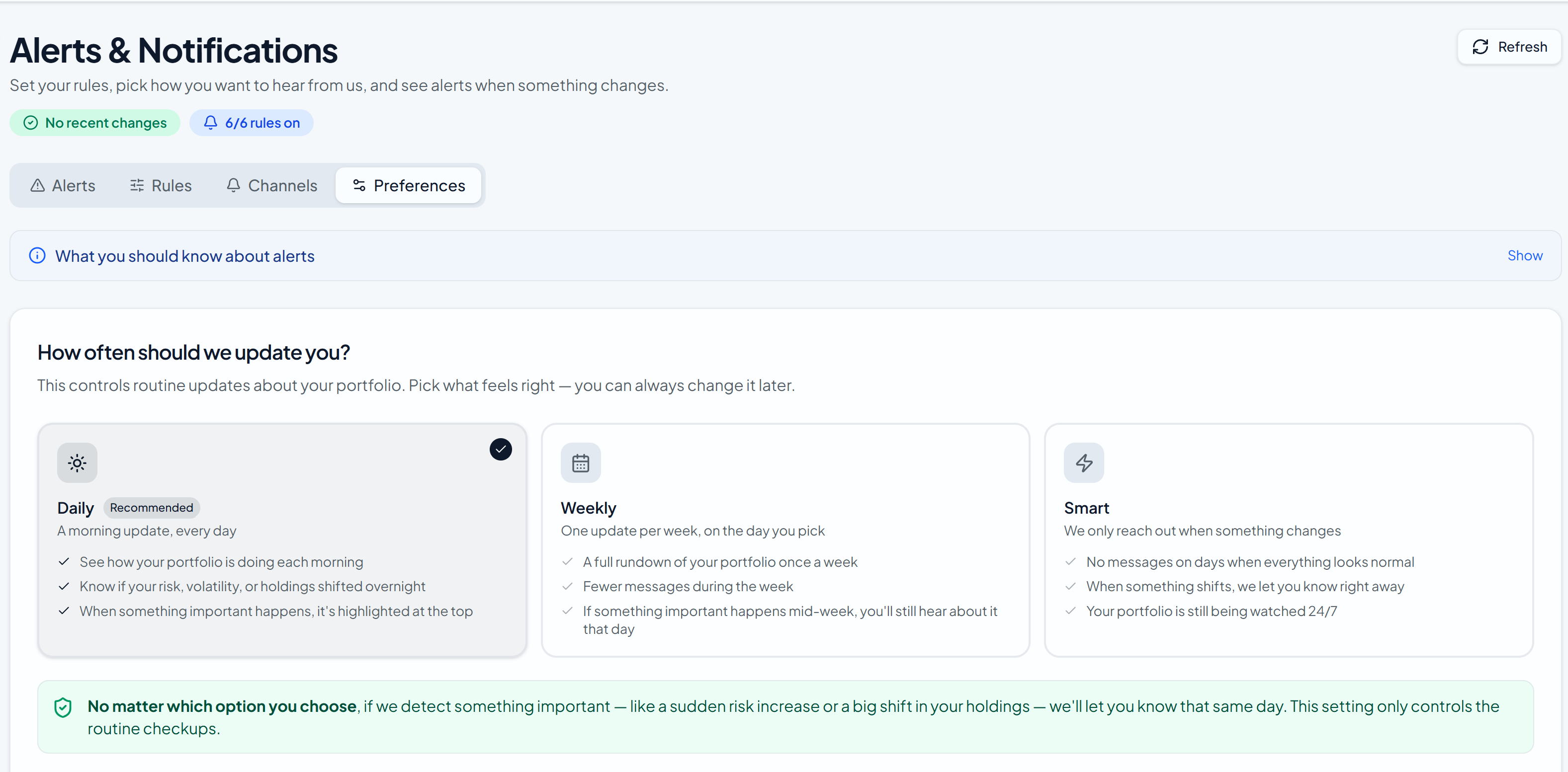 Example Guardfolio risk alert showing a concentration limit crossed across connected accounts